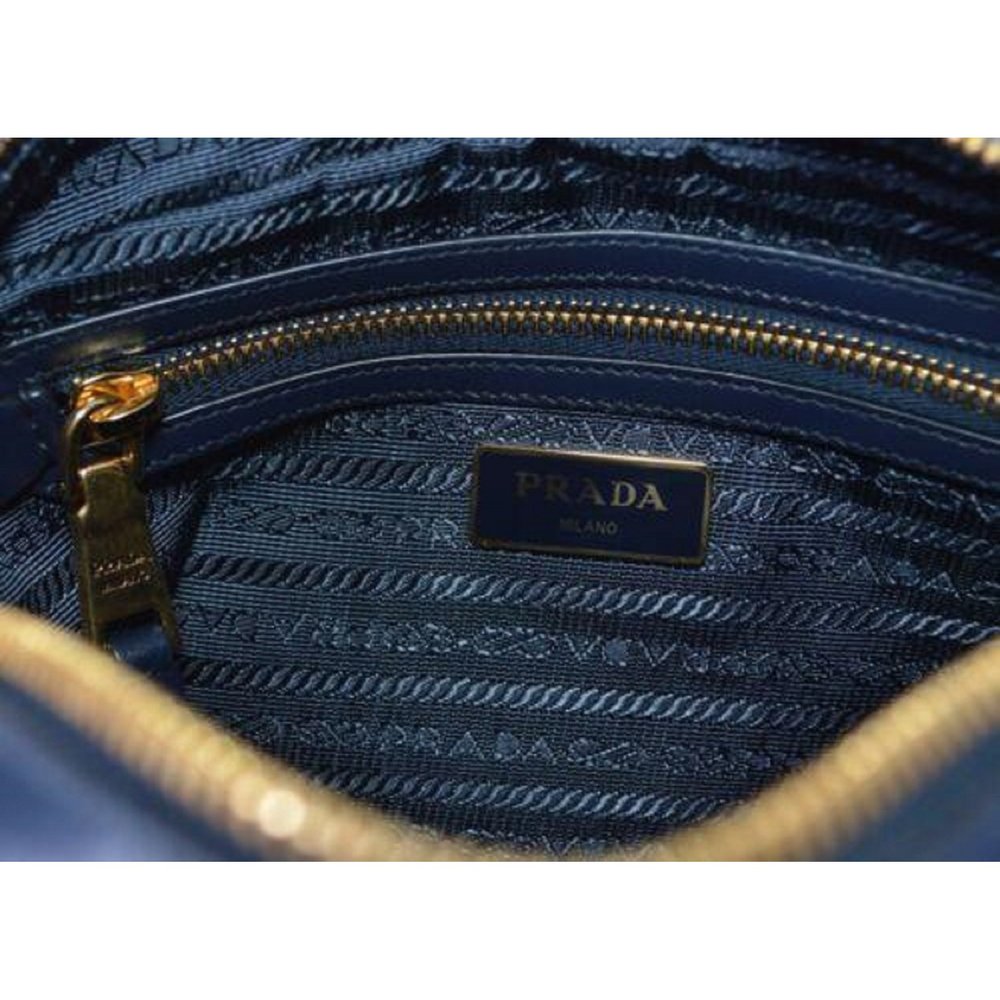 Prada Navy Blue Vitello Phenix Bandoliera Leather Crossbody Bag - Picture 8 of 8